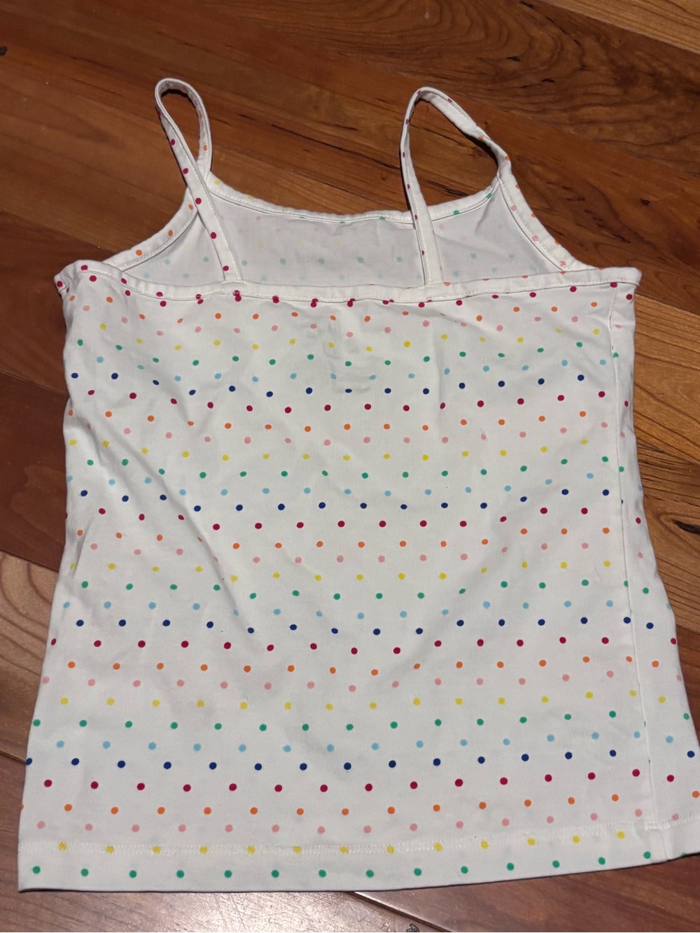 Primary White Tank Top with Multicolor Polka Dots - Picture 3 of 3